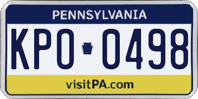 PA license plate KPO0498