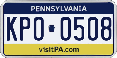 PA license plate KPO0508