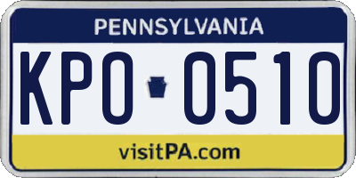 PA license plate KPO0510