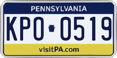 PA license plate KPO0519