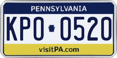PA license plate KPO0520