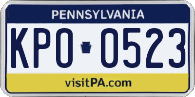PA license plate KPO0523