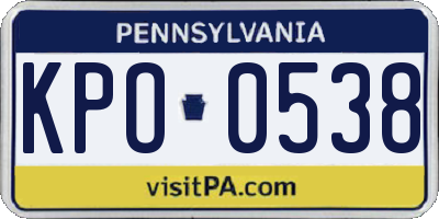 PA license plate KPO0538