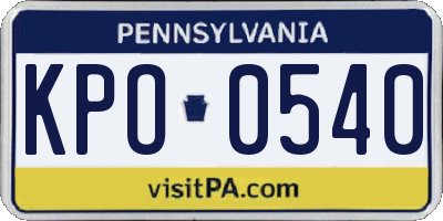 PA license plate KPO0540