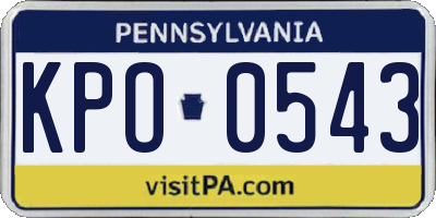 PA license plate KPO0543
