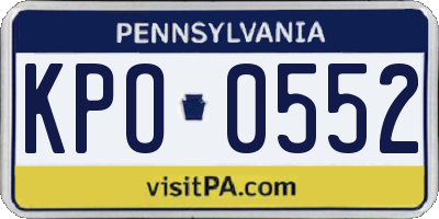 PA license plate KPO0552