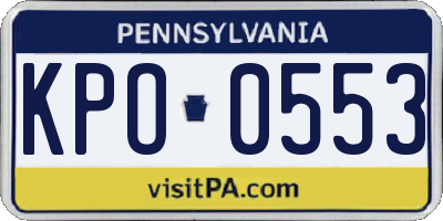 PA license plate KPO0553