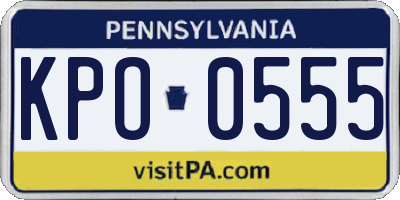 PA license plate KPO0555