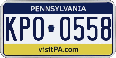 PA license plate KPO0558