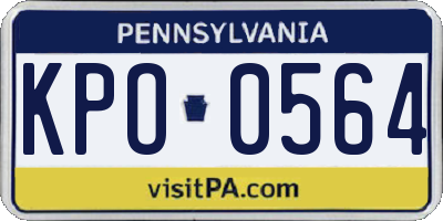 PA license plate KPO0564