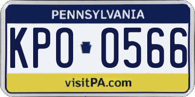 PA license plate KPO0566