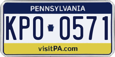 PA license plate KPO0571