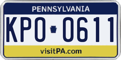 PA license plate KPO0611