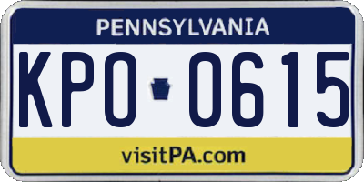 PA license plate KPO0615