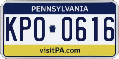PA license plate KPO0616