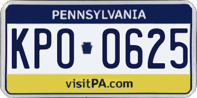 PA license plate KPO0625