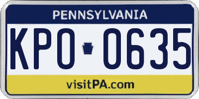 PA license plate KPO0635