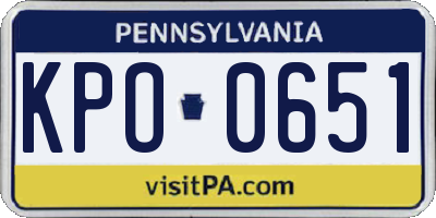 PA license plate KPO0651