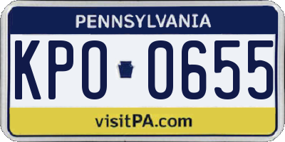 PA license plate KPO0655