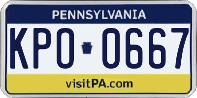 PA license plate KPO0667