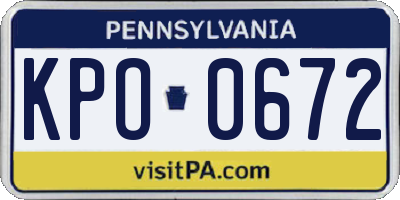 PA license plate KPO0672
