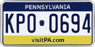 PA license plate KPO0694