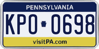 PA license plate KPO0698