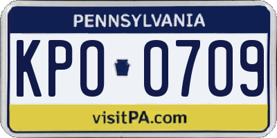 PA license plate KPO0709