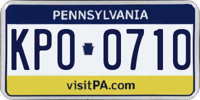 PA license plate KPO0710