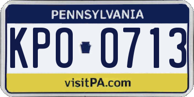 PA license plate KPO0713