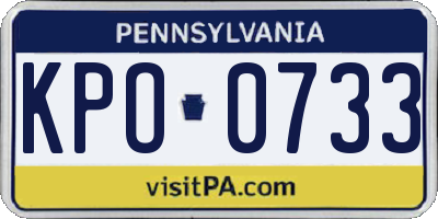 PA license plate KPO0733