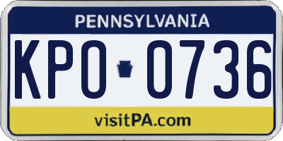 PA license plate KPO0736
