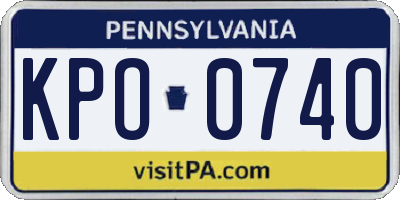 PA license plate KPO0740