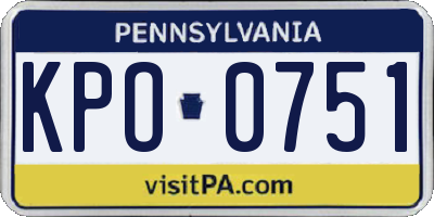 PA license plate KPO0751