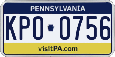 PA license plate KPO0756