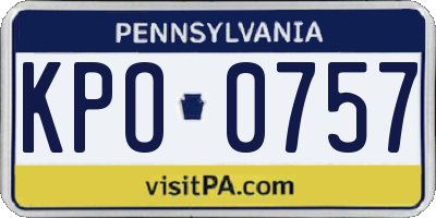 PA license plate KPO0757