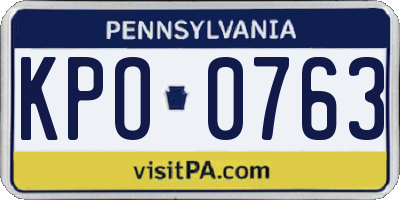 PA license plate KPO0763