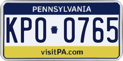 PA license plate KPO0765