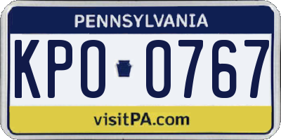 PA license plate KPO0767