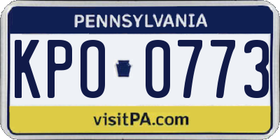 PA license plate KPO0773