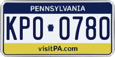 PA license plate KPO0780