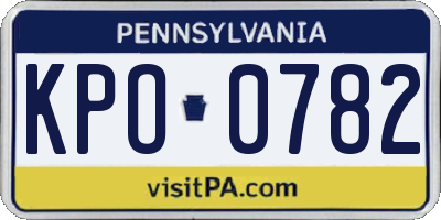 PA license plate KPO0782
