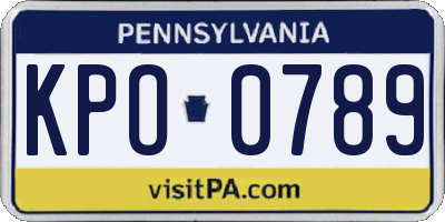 PA license plate KPO0789