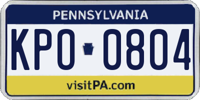 PA license plate KPO0804