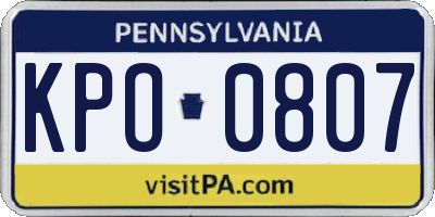 PA license plate KPO0807