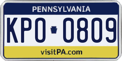 PA license plate KPO0809