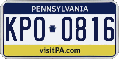 PA license plate KPO0816