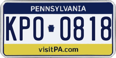 PA license plate KPO0818