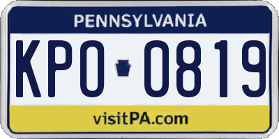 PA license plate KPO0819