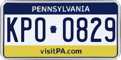 PA license plate KPO0829